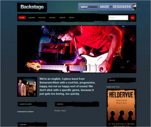 Backstage is a WordPress Theme for musicians and artists