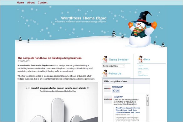 Hello Snowman is a free WordPress Theme