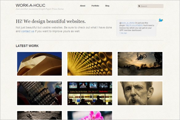 Workaholic WordPress Theme (Free) Workaholic is a free WordPress Theme
