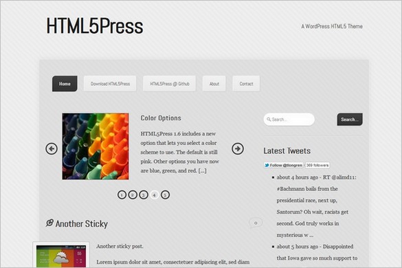 HTML5Press is a free WordPress Theme