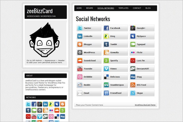 zeeBizzCard is a free WordPress Theme