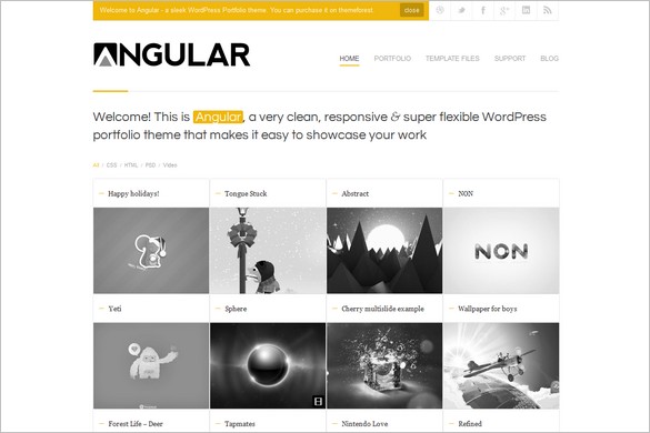 Angular is a Responsive Portfolio WordPress Theme