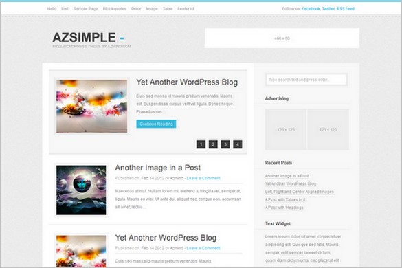 AzSimple is a free WordPress Theme (GPL)