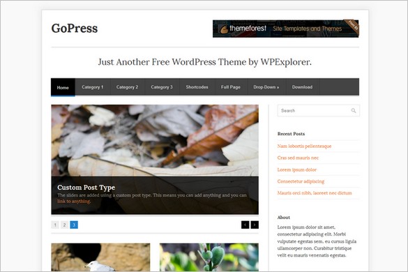 GoPress is a free WordPress Theme by WPExplorer