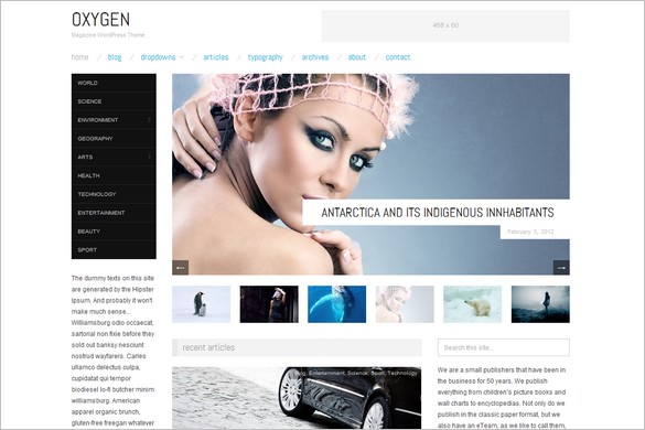 Minimalistic Design - Oxygen is a free responsive WordPress Theme