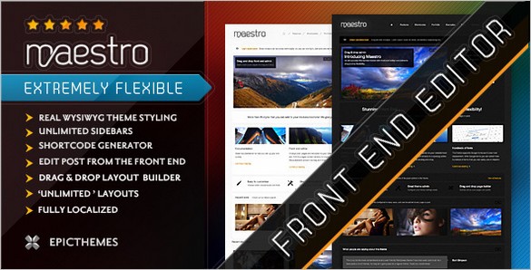 Maestro is a WordPress Theme with front end editor