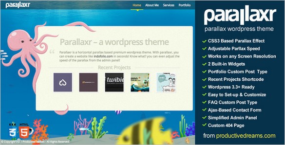 Parallaxr is a Single Page WordPress Theme