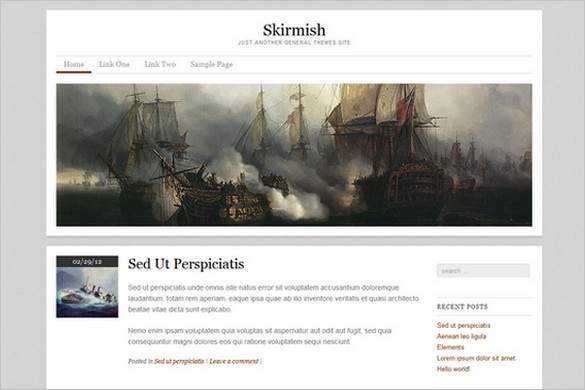 Skirmish WordPress Theme (Free) Skirmish is a free WordPress Theme by General Themes