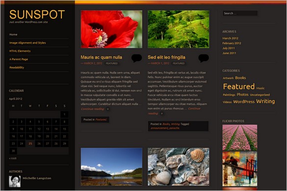 Sunspot is a free WordPress Theme from automattic