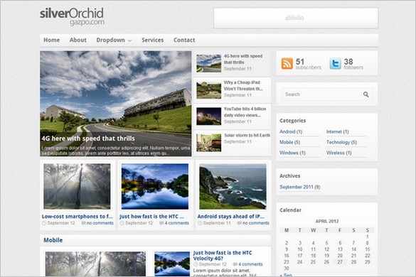 silverOrchid WordPress Theme (Free) silverOrchid is a free Magazine WordPress Theme by gazpo.com