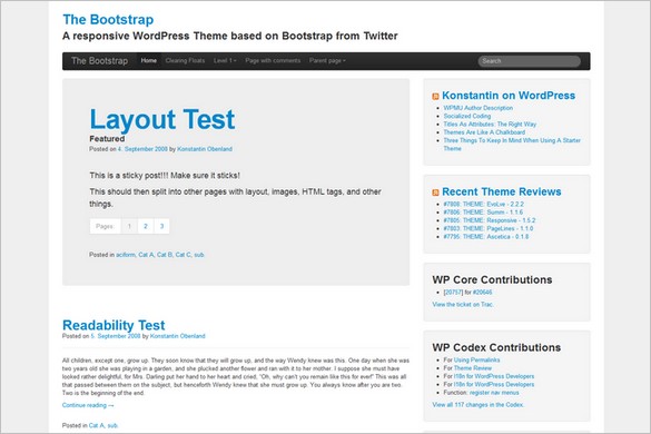 The Bootstrap WordPress Theme The Bootstrap is a free GPL WordPress Theme
