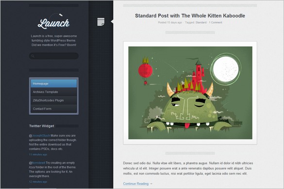 Launch is a free tumblog WordPress Theme by ThemeZilla