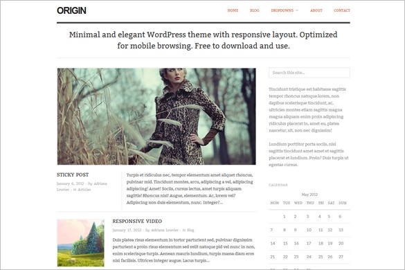 Origin is a minimalistic responsive WordPress Theme