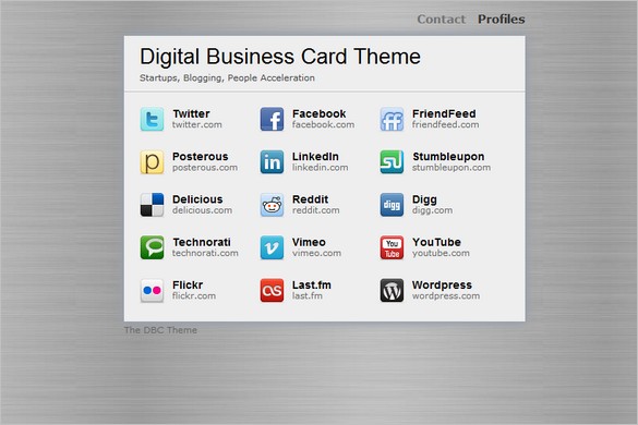 The Digital Business Card is a free WordPress Theme 