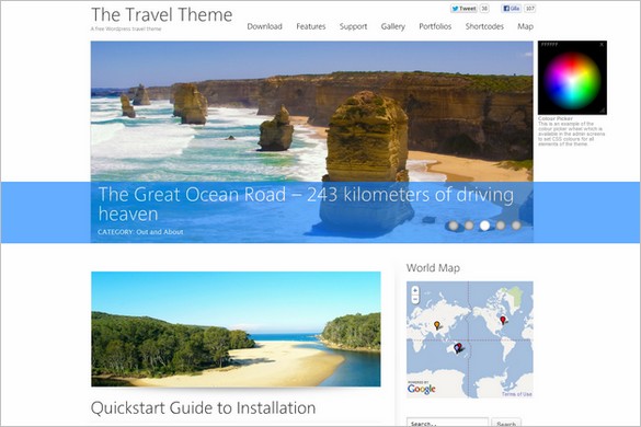 The Travel Theme is a free WP theme