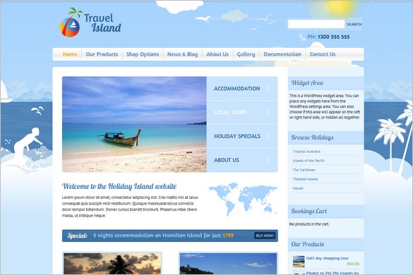 Travel Island is a Responsive e-Commerce WordPress Theme