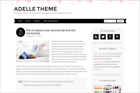 Adelle is a Free WordPress Theme from BluChic