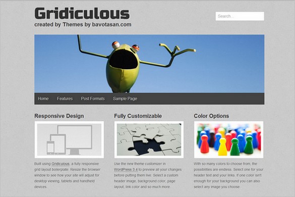 Gridiculous is a free HTML5 WordPress Theme by bavotasan