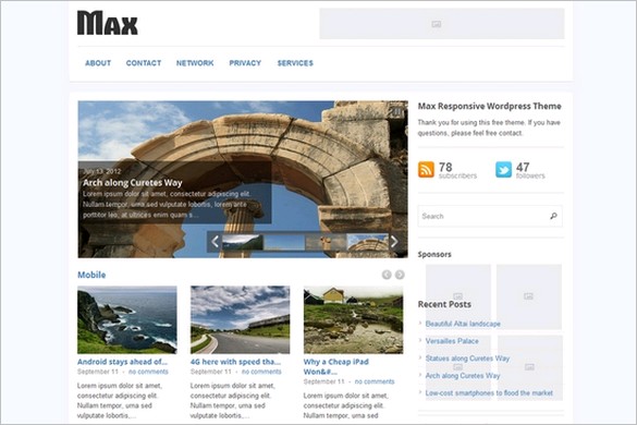 Max Responsive is a Free Magazine WordPress Theme by gazpo.com