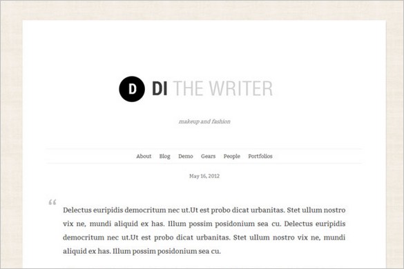 Di the Writer is a free WordPress Theme
