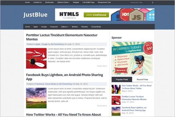 JustBlue is a free Magazine WordPress Theme by MyThemeShop