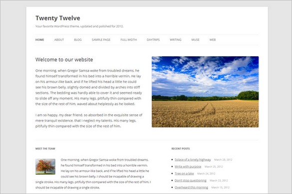 Twenty Twelve is a Free WordPress Theme