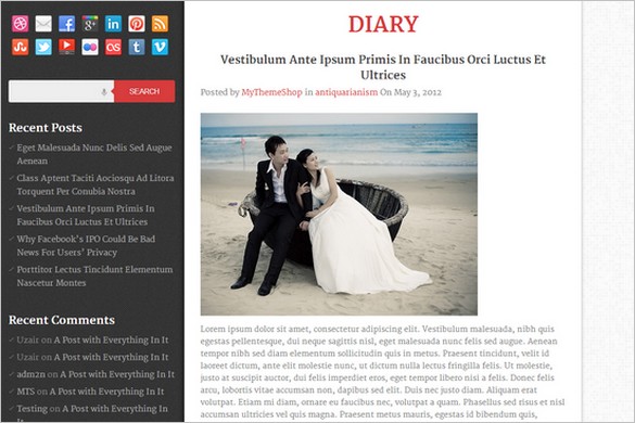 Diary is a free WordPress Theme by MyThemeShop