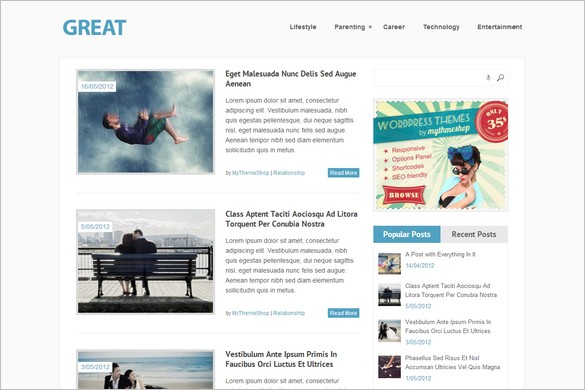 Great is a free Magazine WordPress Theme by MyThemeShop