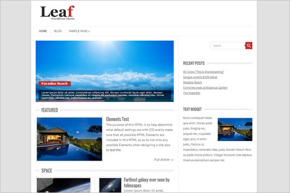 Leaf is a free WordPress Theme by Fatboy Themes