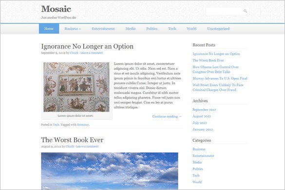 Mosaic is a free WordPress Theme