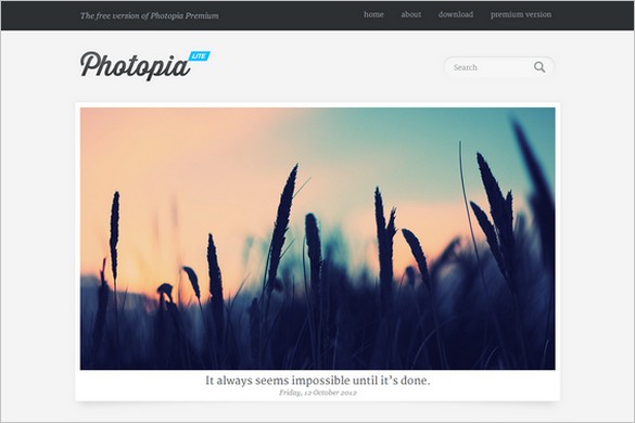 Photopia Lite is a free GPL WordPress Theme