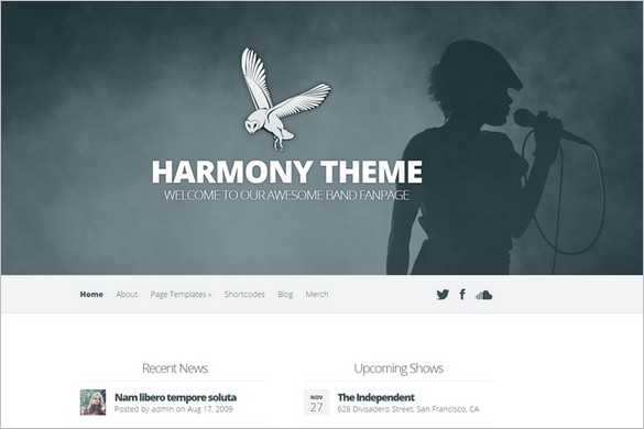 Harmony is a Band and Music WordPress Theme by ElegantThemes