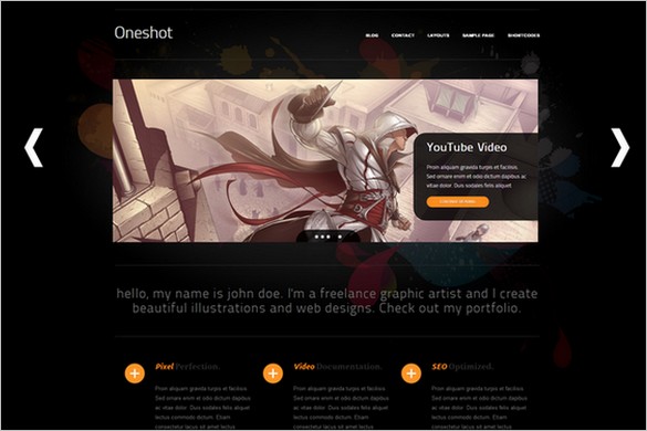 OneShot is a free WordPress Theme