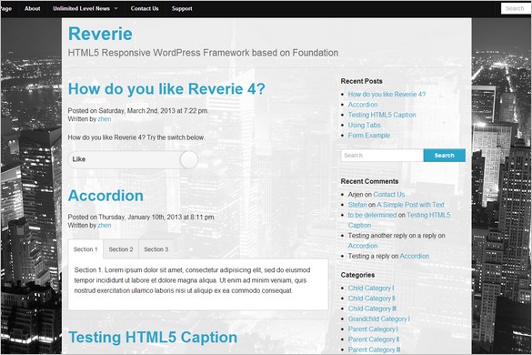 Minimalistic Design - Reverie is a responsive WordPress Framework