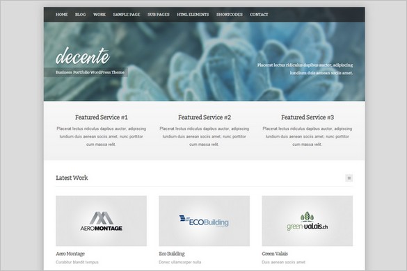 deCente is a free portfolio WordPress Theme by ThemeShift
