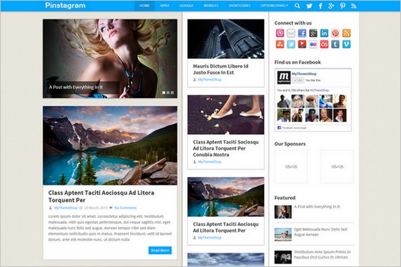 Pinstagram is a Pinterest Inspired WordPress Theme