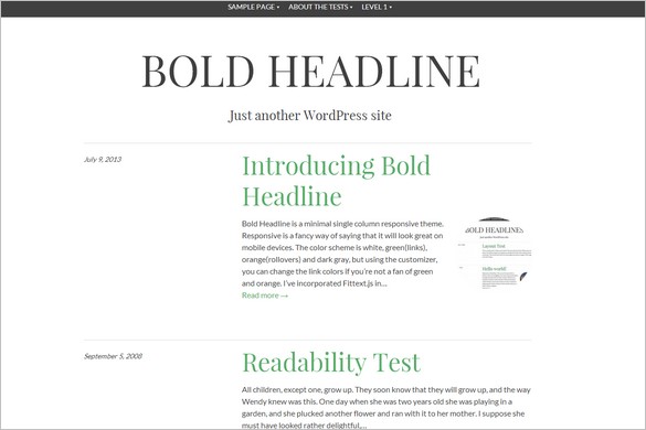 Free WordPress Themes - Bold Headline