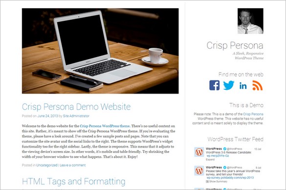 Free Outstanding WordPress Themes - Crisp Persona