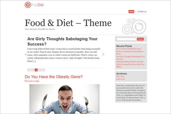 Free WordPress Themes - Food and Diet