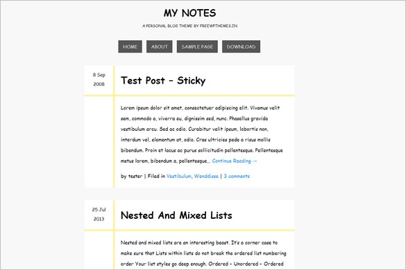 Free Outstanding WordPress Themes - My Notes