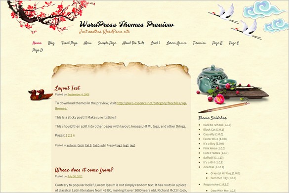 Free Outstanding WordPress Themes - Oriental Writing