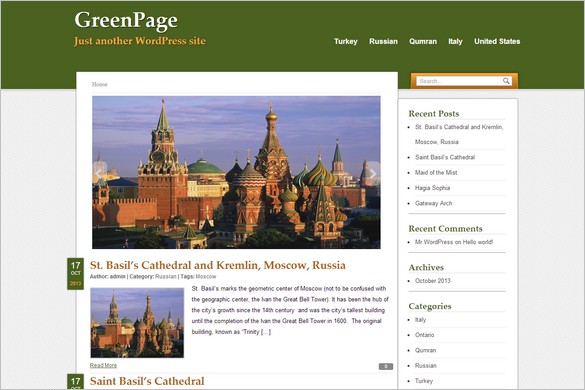 Dazzling Free WordPress Themes - GreenPage