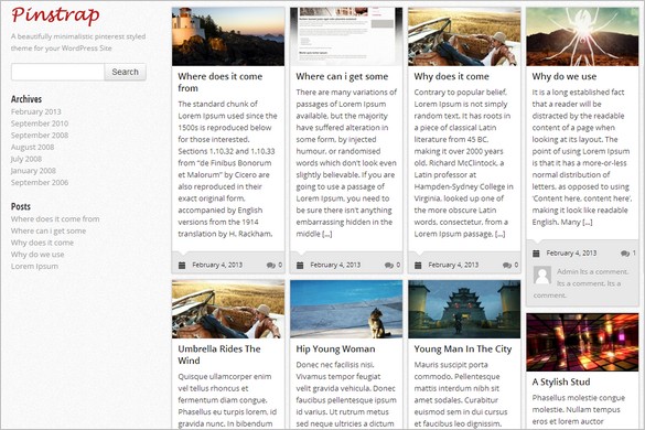 Pinterest Inspired Themes for WordPress - PinStrap