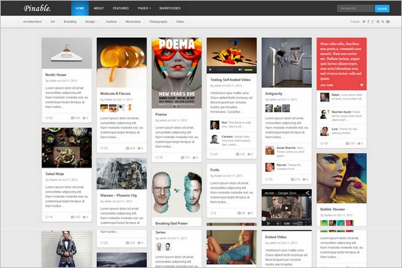 Pinterest Inspired Themes for WordPress - Pinable