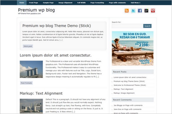 Premium WP Blog Free WordPress Theme