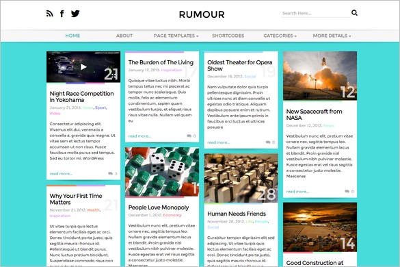 Pinterest Inspired Themes for WordPress - Rumour