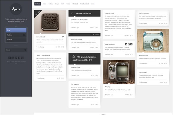 Pinterest Inspired Themes for WordPress - Spaces