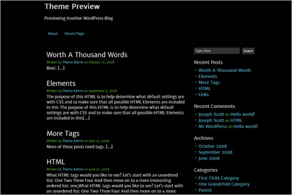 Best Free WordPress Theme Releases - Clean Black