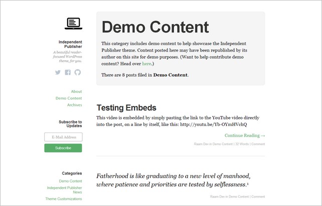 Free Content Focused WordPress Themes