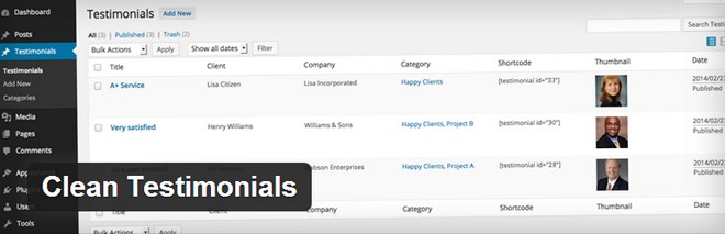 Clean Testimonials WordPress Plugin Free Efficient Testimonial WordPress Plugins